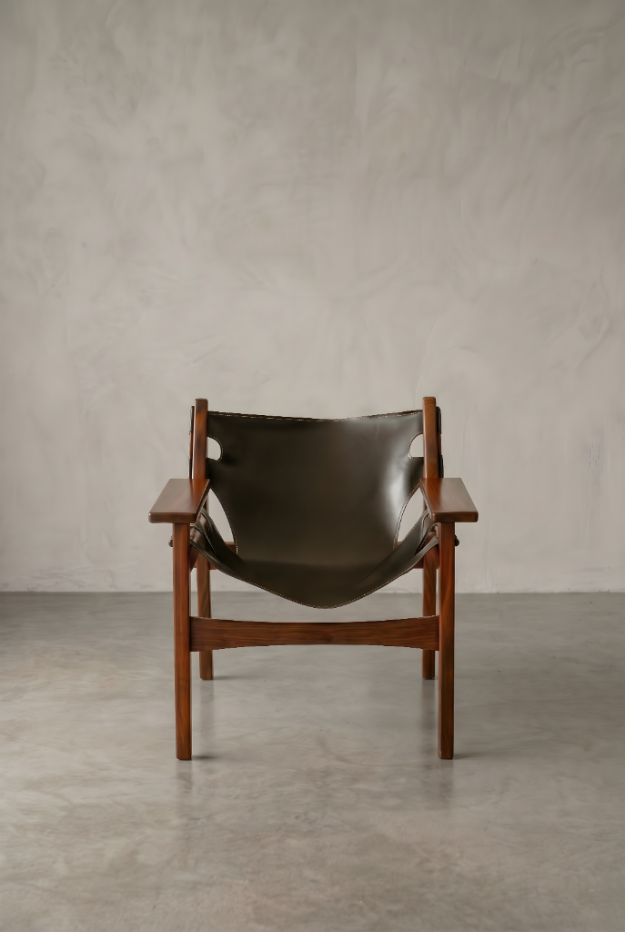 Kilin Armchair by Sérgio Rodrigues, solid caviúna wood, saddle leather