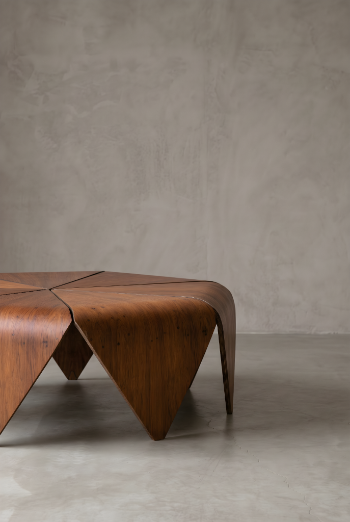 Pétala Coffee Table by Jorge Zalszupin, moulded laminated rosewood, iron structure