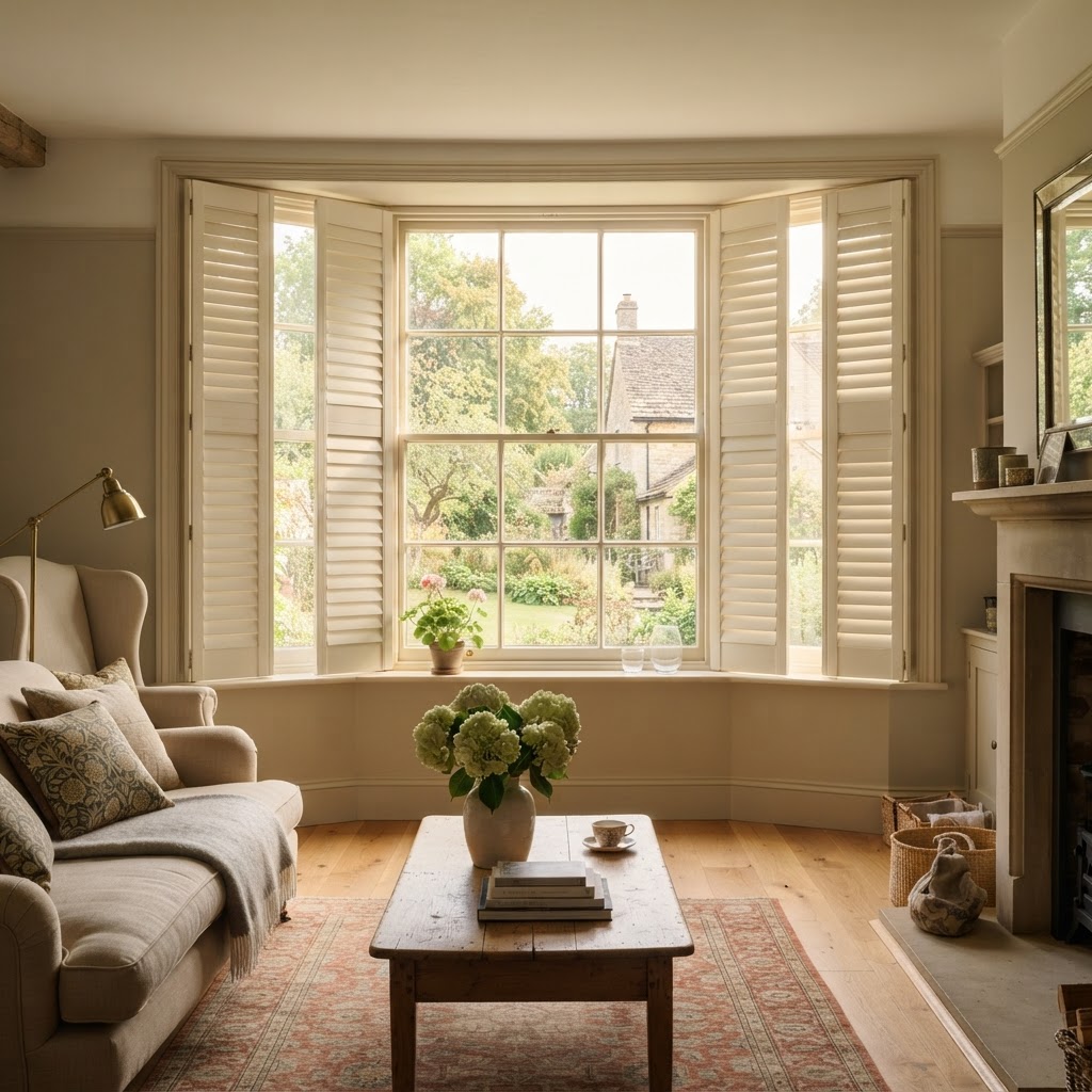 Plantation Shutters for Angled and Gable End Windows in Gloucestershire Period Homes