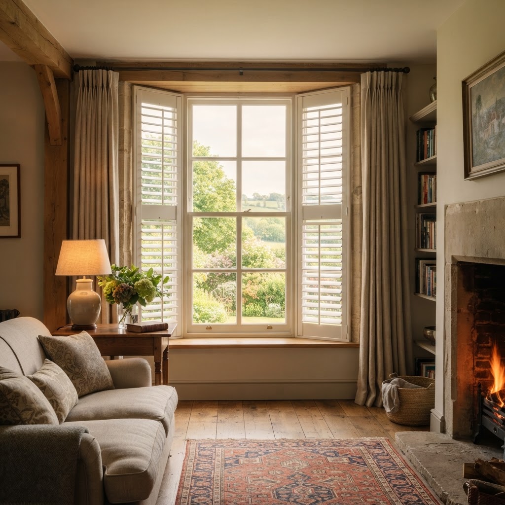 Custom Plantation Shutters for Shaped Windows: Solutions for Angled, Arched and Circular Glazing in Gloucestershire