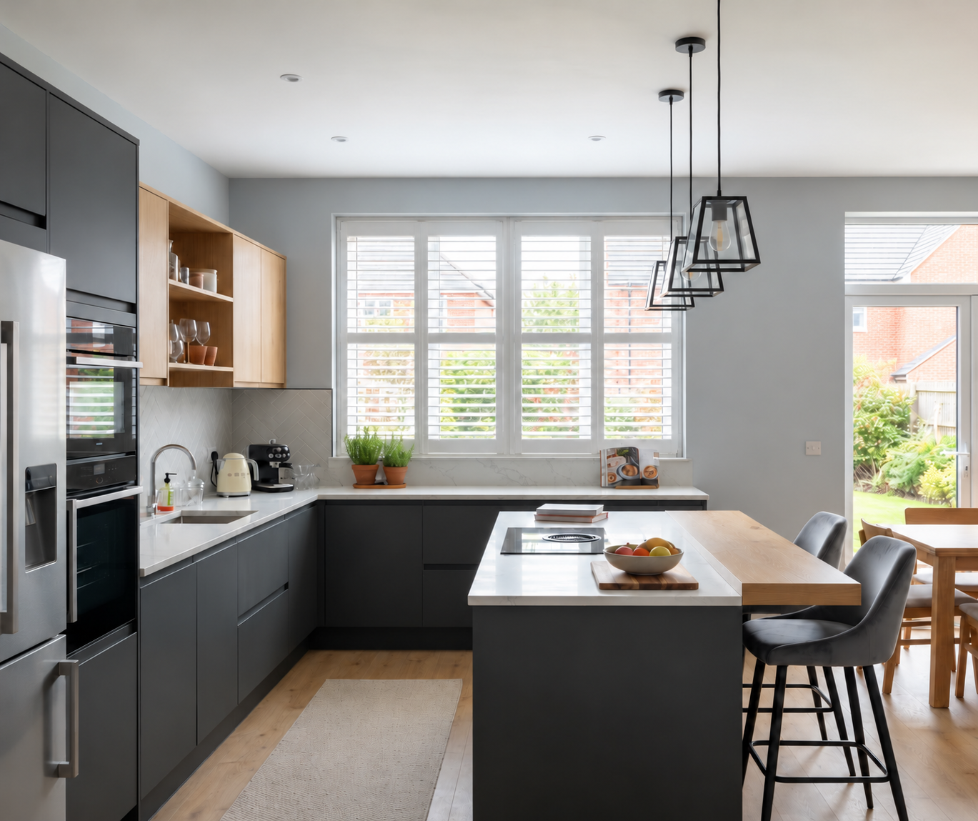 Made-to-measure shutters for a modern Gloucester kitchen — plantation shutters, Style example