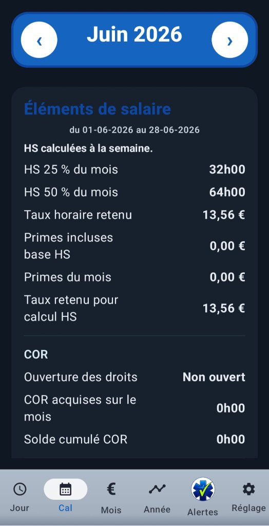 Capture d'écran : Heures supplémentaires