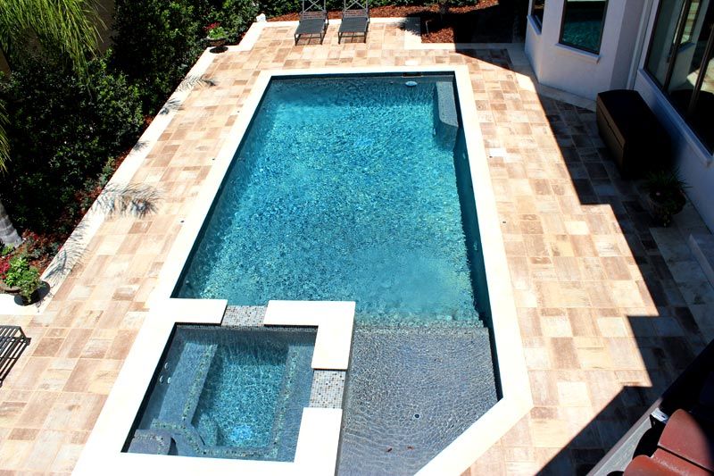Geometric Pool with Travertine