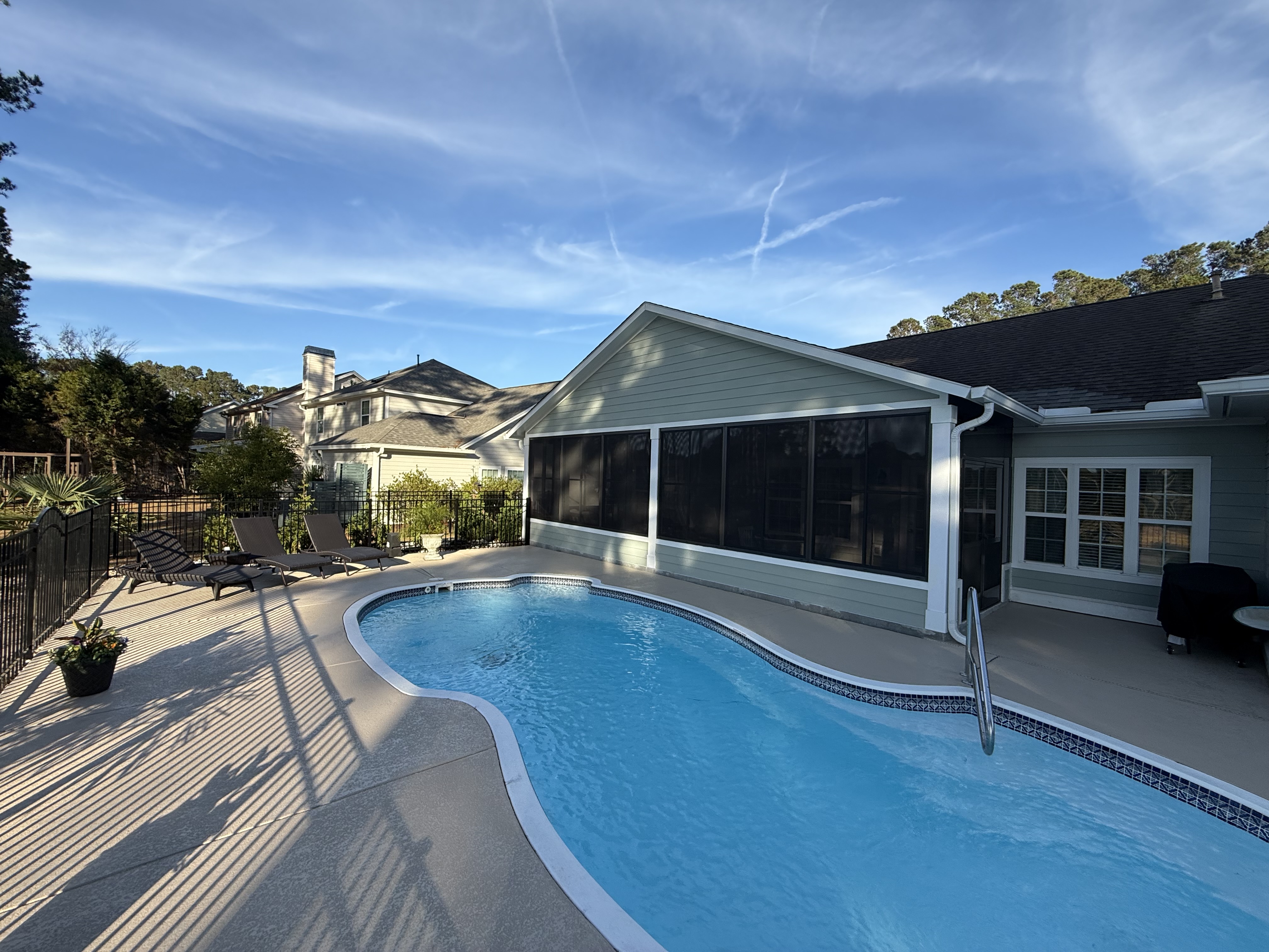 Screen Porch Addition Overlooking Pool