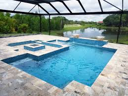 Screened Pool with Travertine