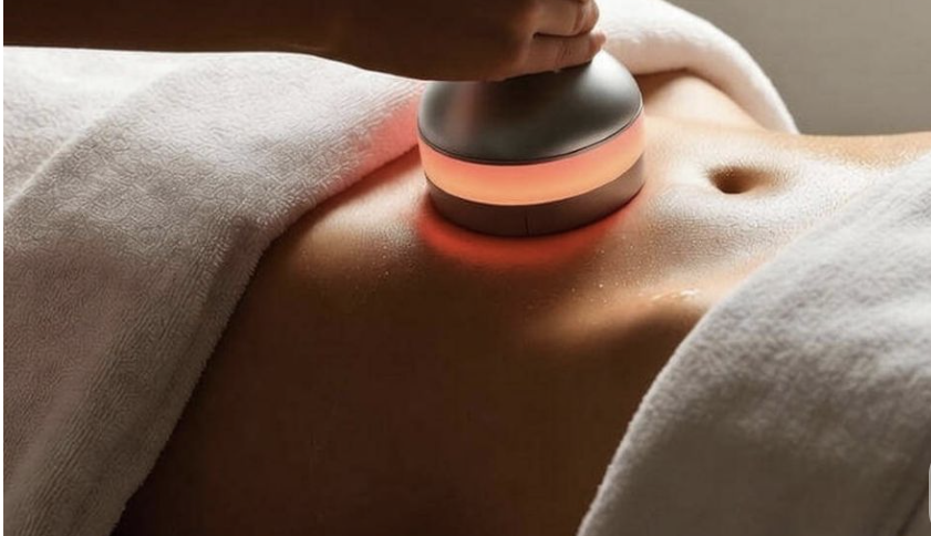 Cavitation handpiece working the abdomen