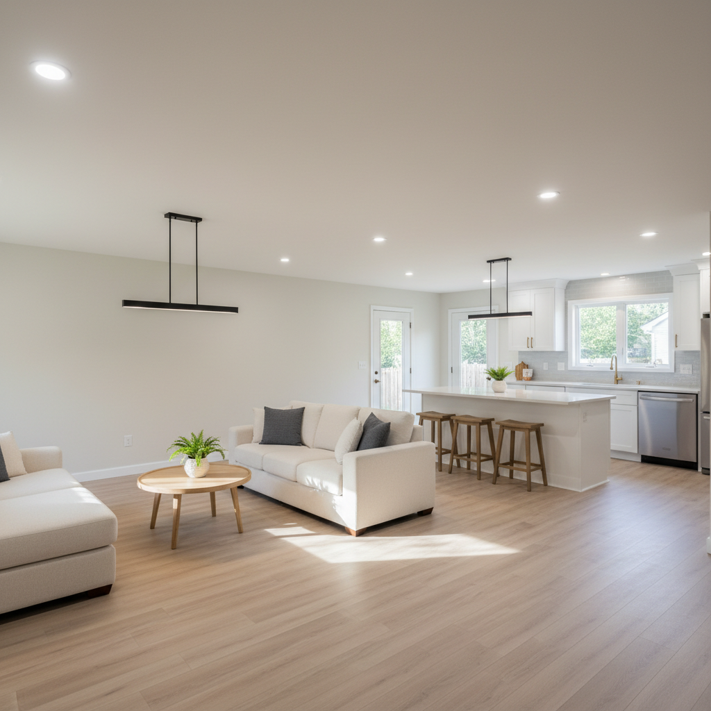 Finished luxury co-living interior after rehabilitation