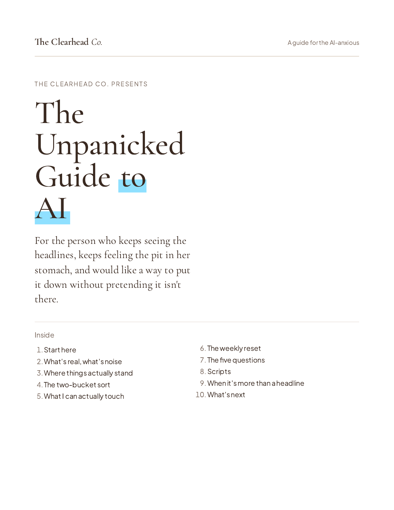 Cover of The Unpanicked Guide to AI