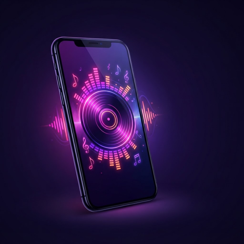 Smartphone com aplicativo musical
