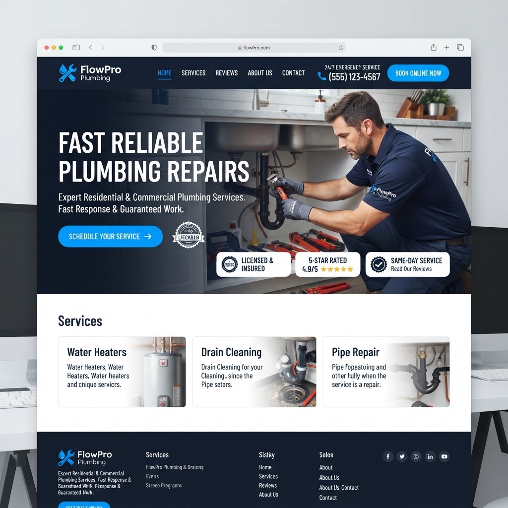 Premium SEO-optimized plumbing contractor website designed by ProBuild Marketing