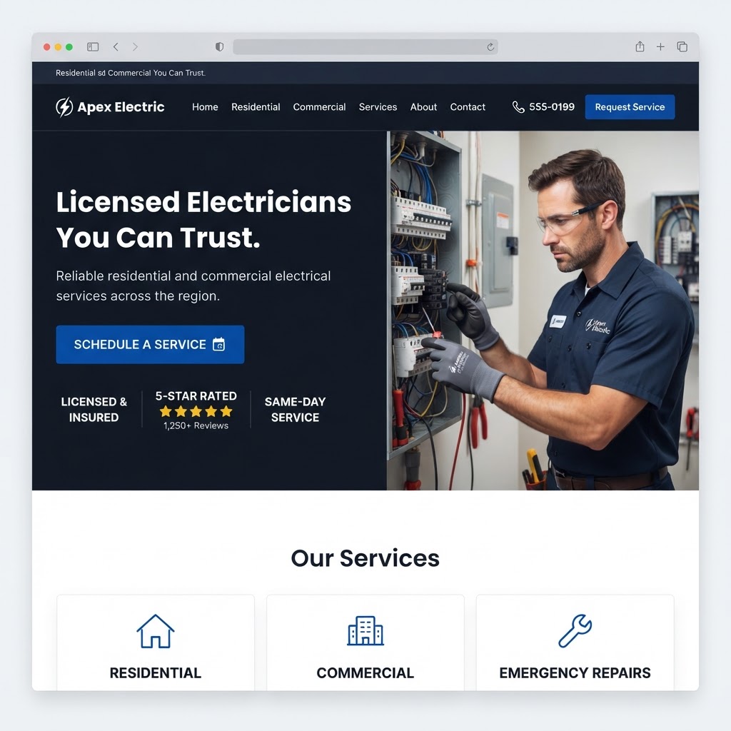 Premium SEO-optimized electrician website designed by ProBuild Marketing