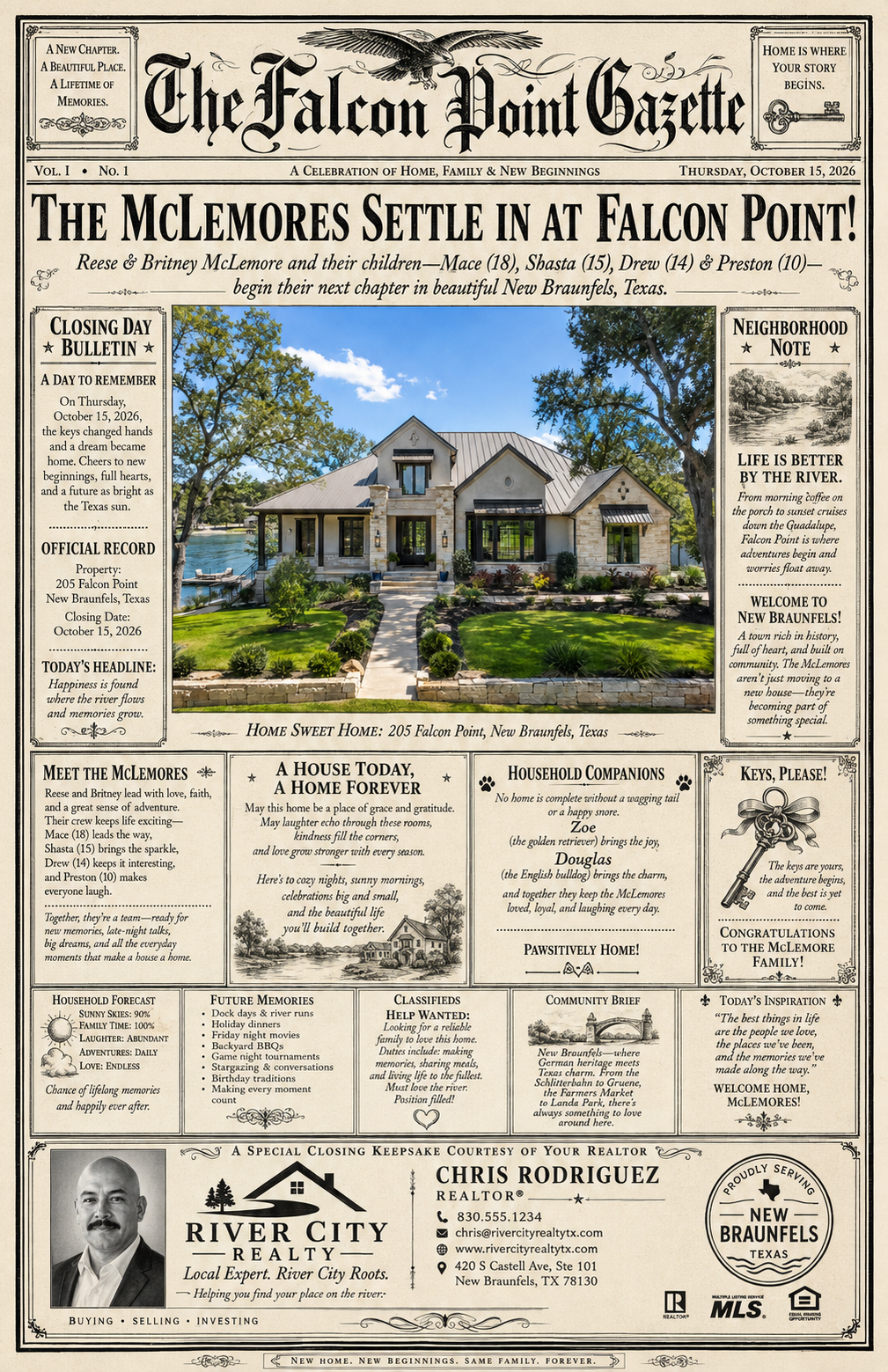Closing Chronicle newspaper design example