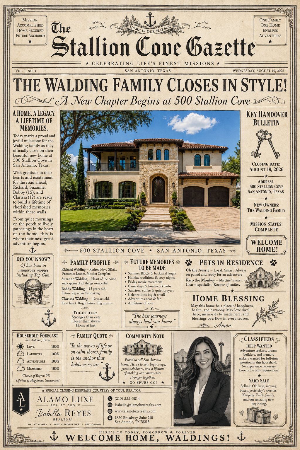 Closing Chronicle newspaper design example