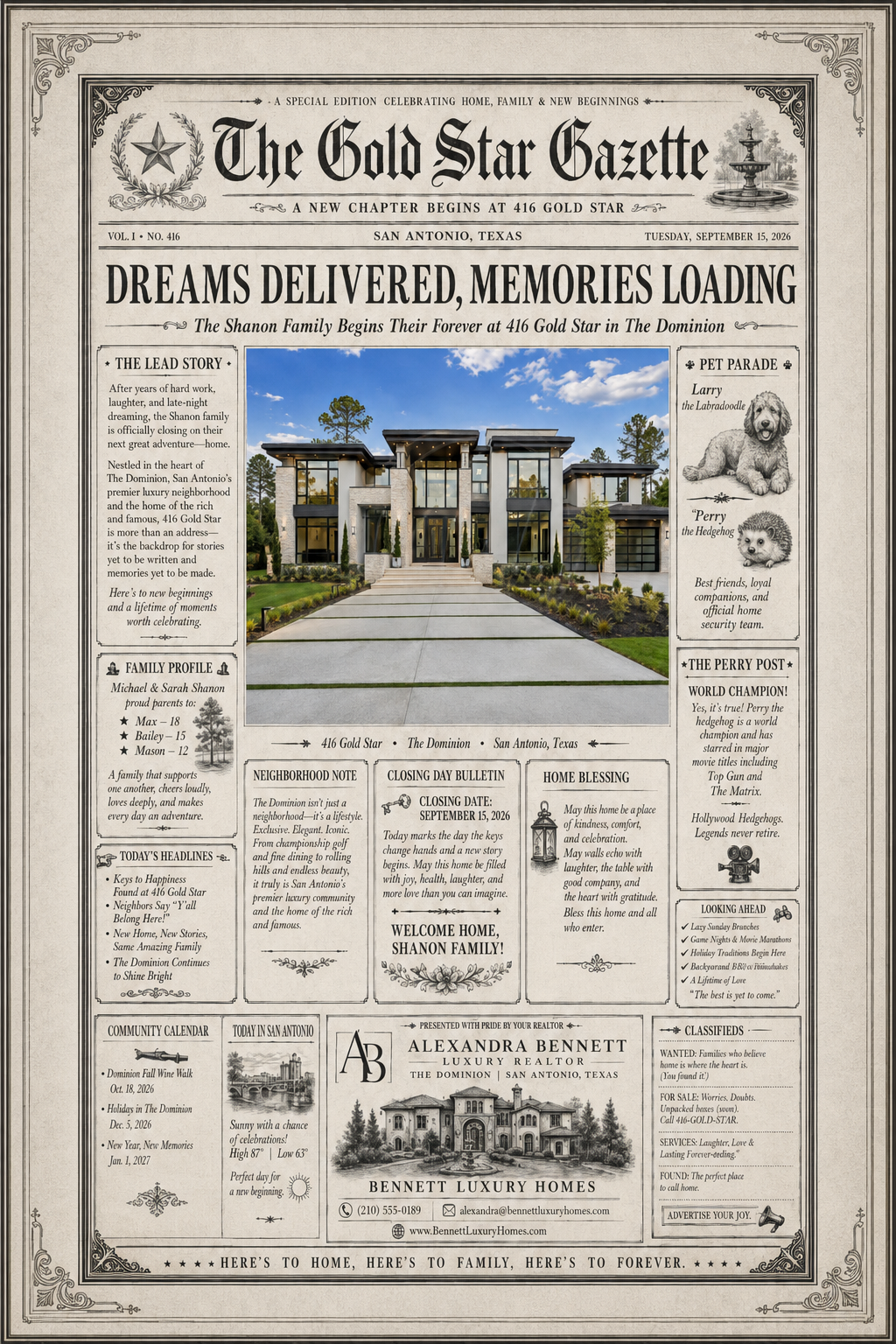 Closing Chronicle newspaper design example