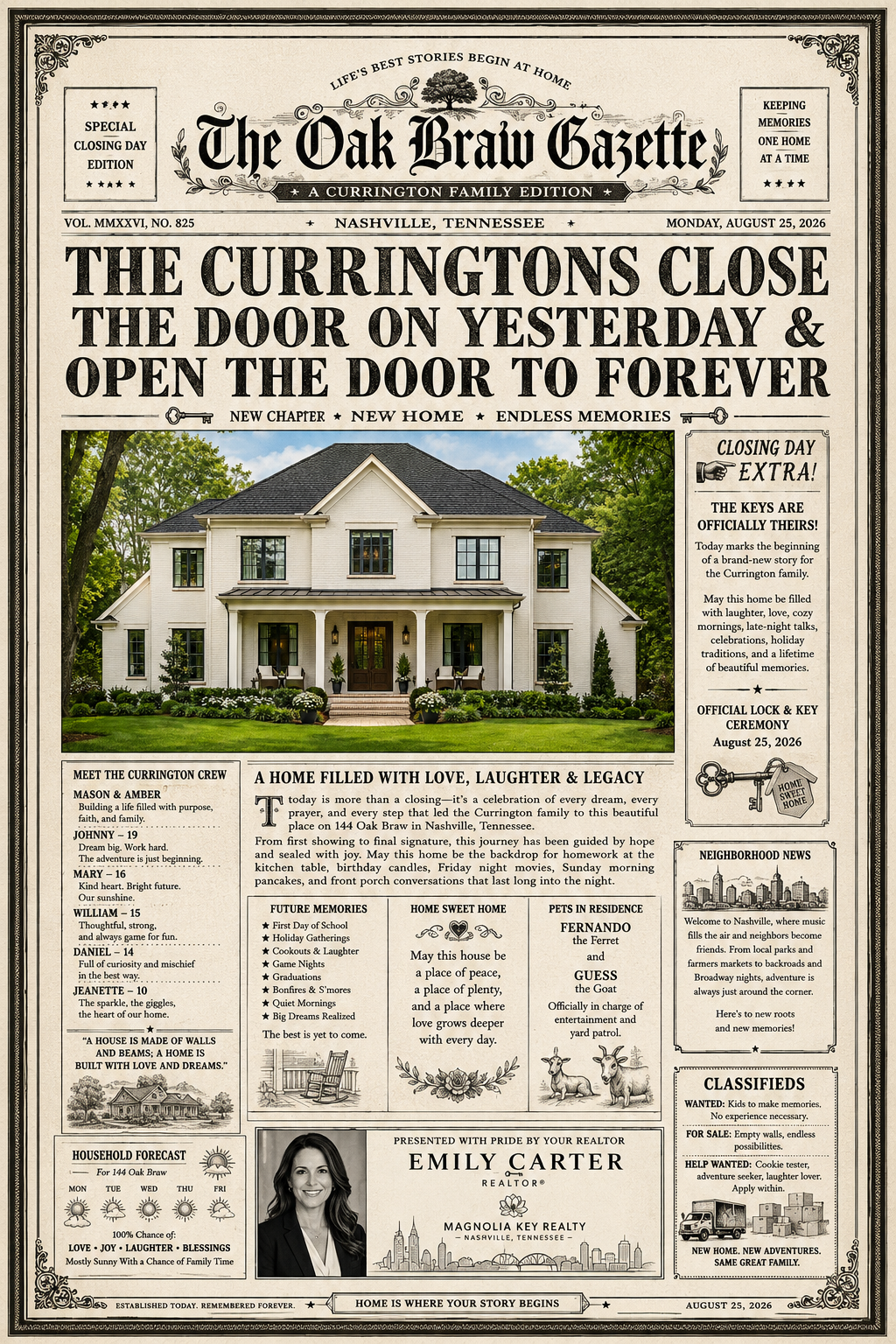Closing Chronicle newspaper design example