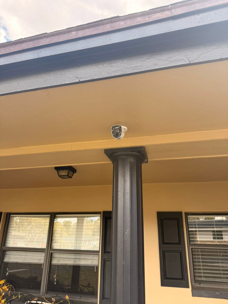Security camera installation in Beverly Hills FL - cameras mounted to porch soffit and roof overhang