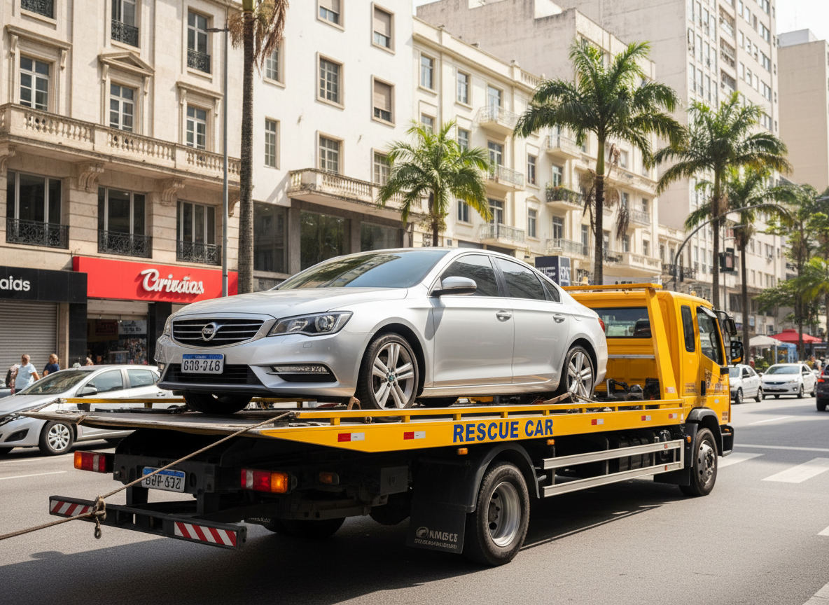 Guincho para carros em Belo Horizonte – carro sendo carregado em plataforma