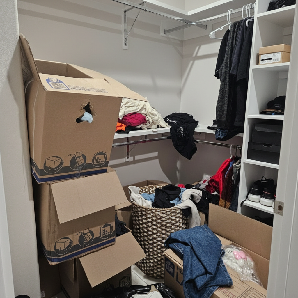 Closet en proceso de vaciado y organización