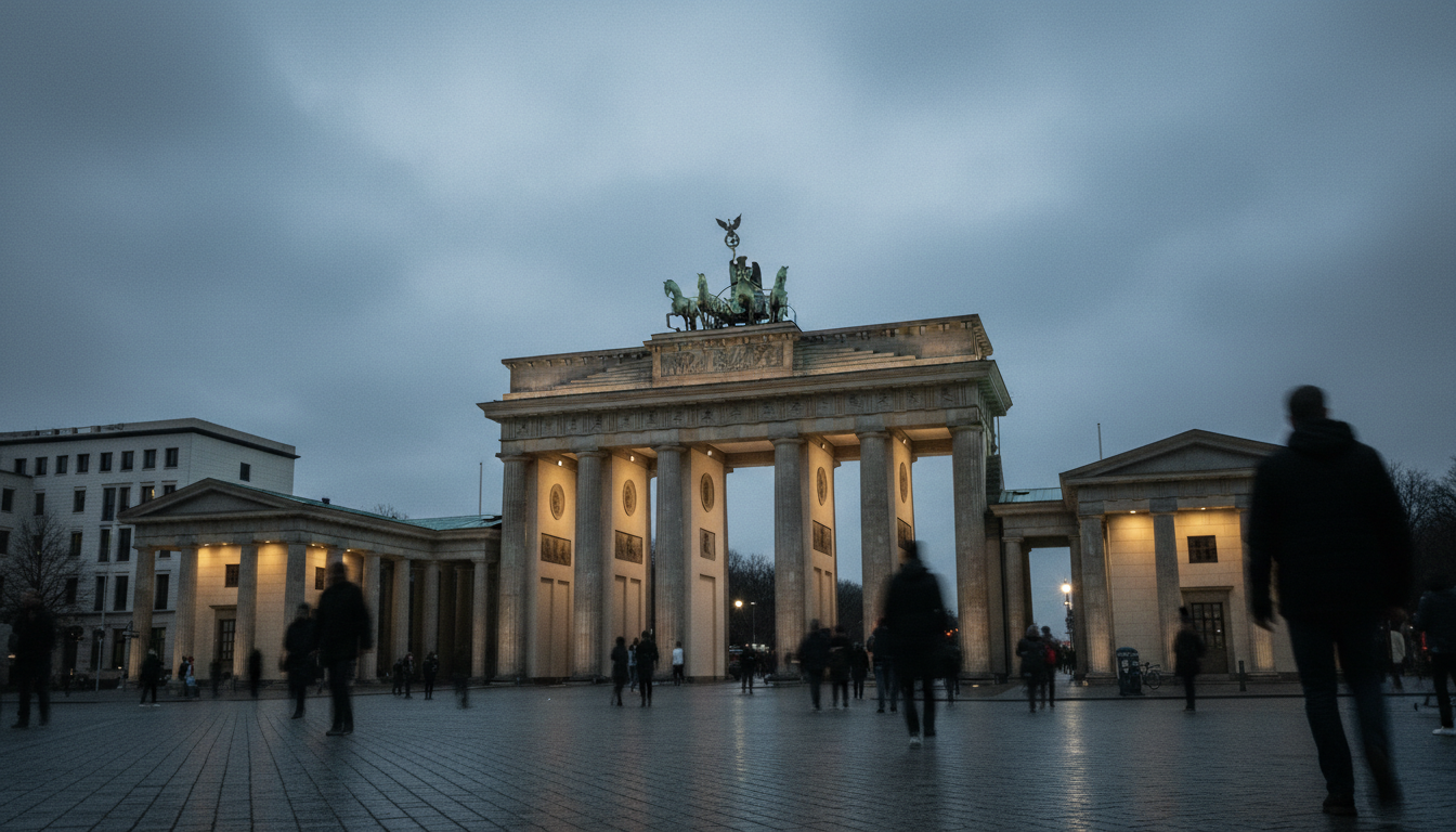 Berlin at dusk — Brandenburg Gate in moody blue hour