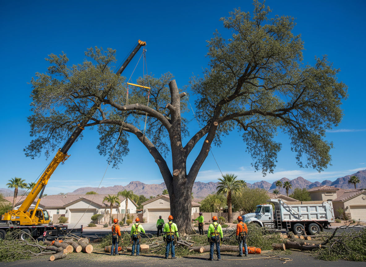 Woodys Tree Service crew on a tree removal job