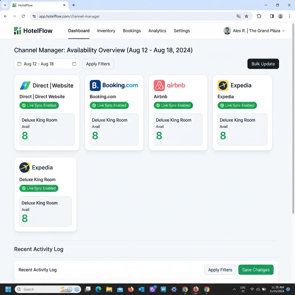Dashboard channel manager συγχρονισμού