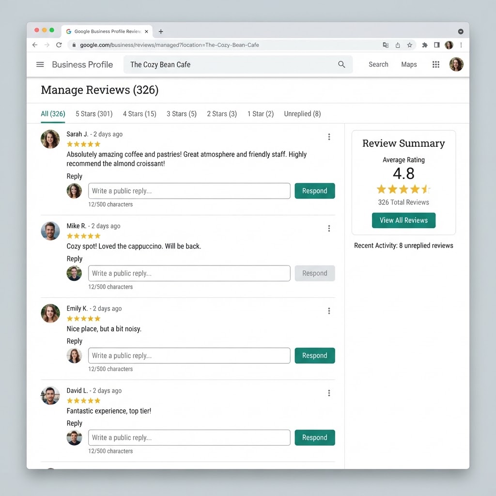 Διαχείριση απαντήσεων κριτικών Google Business Profile