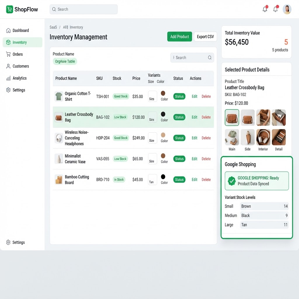 Dashboard διαχείρισης προϊόντων και αποθέματος