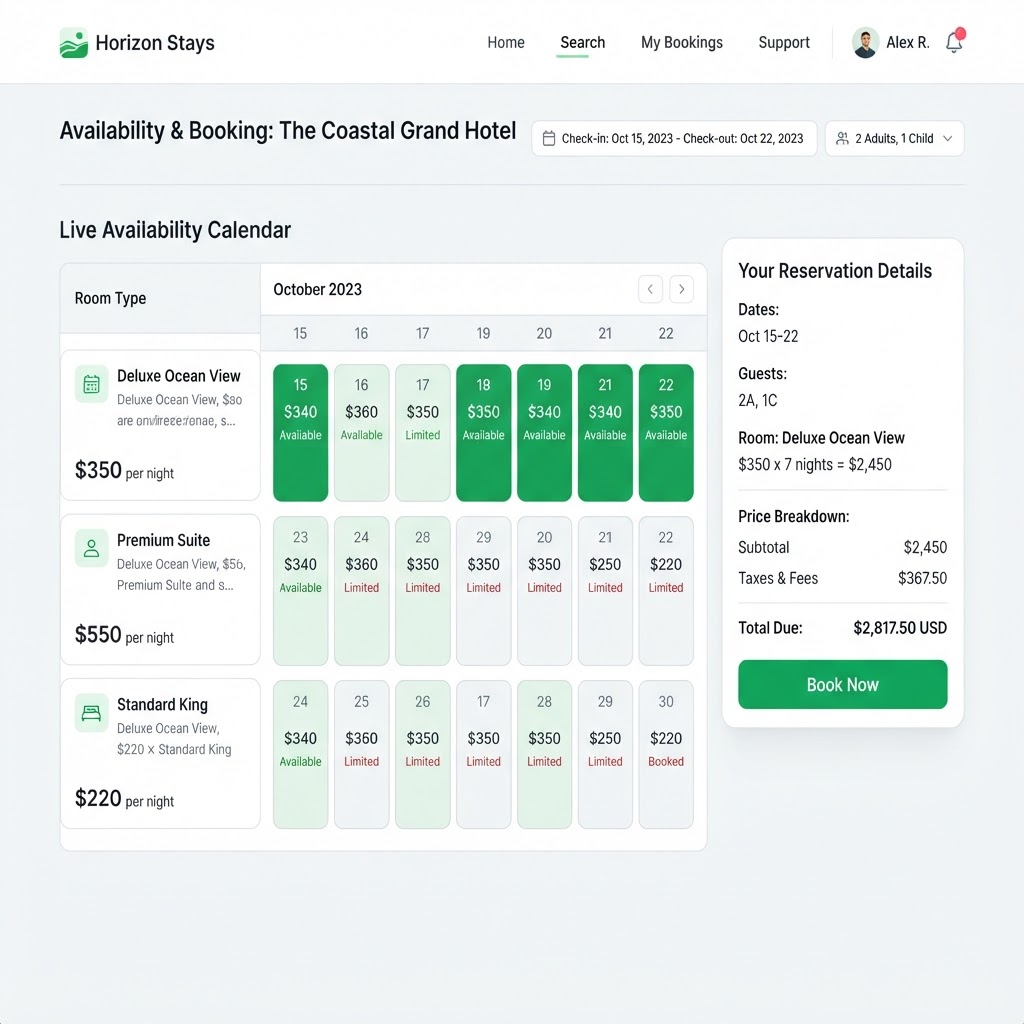 Dashboard μηχανής κράτησης και διαθεσιμότητας