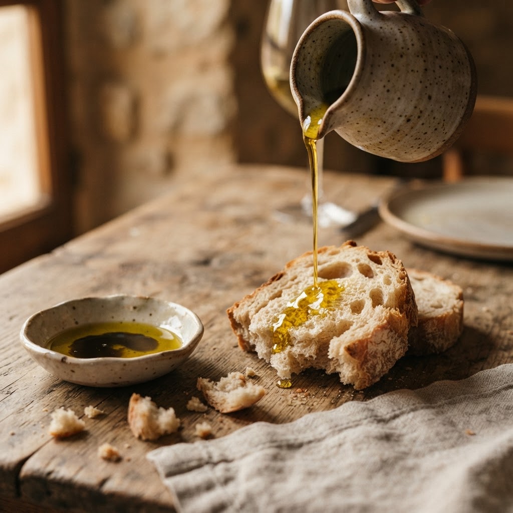 Pane fresco con olio d'oliva vergine extra APARTADURA