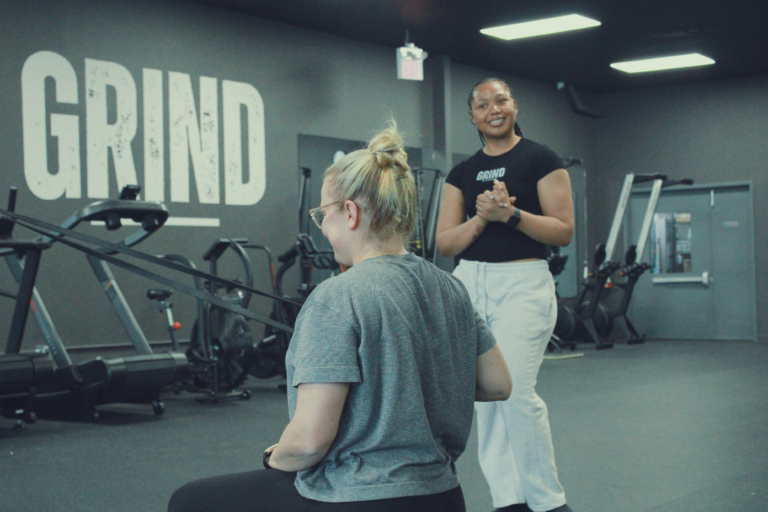 Group fitness class in action