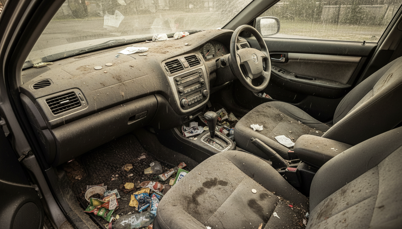 Before interior cleaning — dusty and dirty