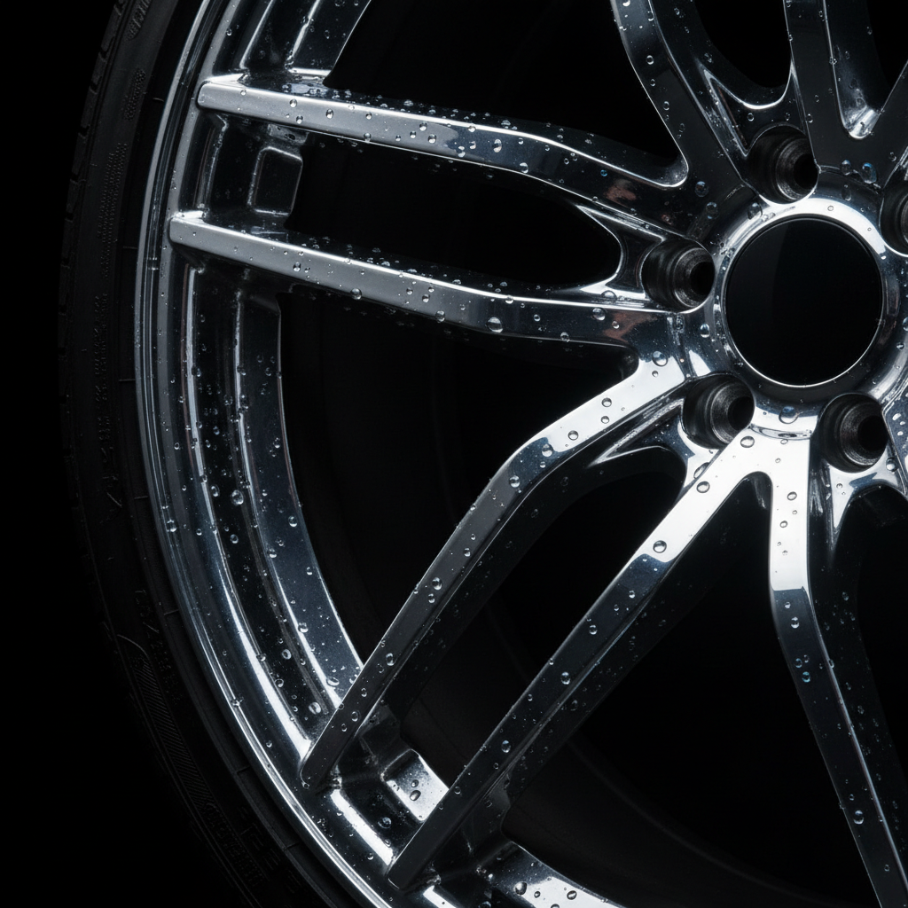 Luxury alloy wheel rim close-up with premium chrome finish Abu Dhabi