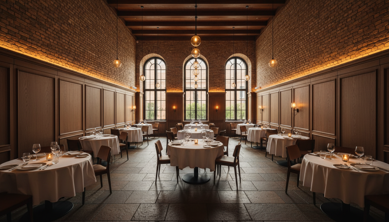 Elegancka restauracja z klimatycznym oświetleniem