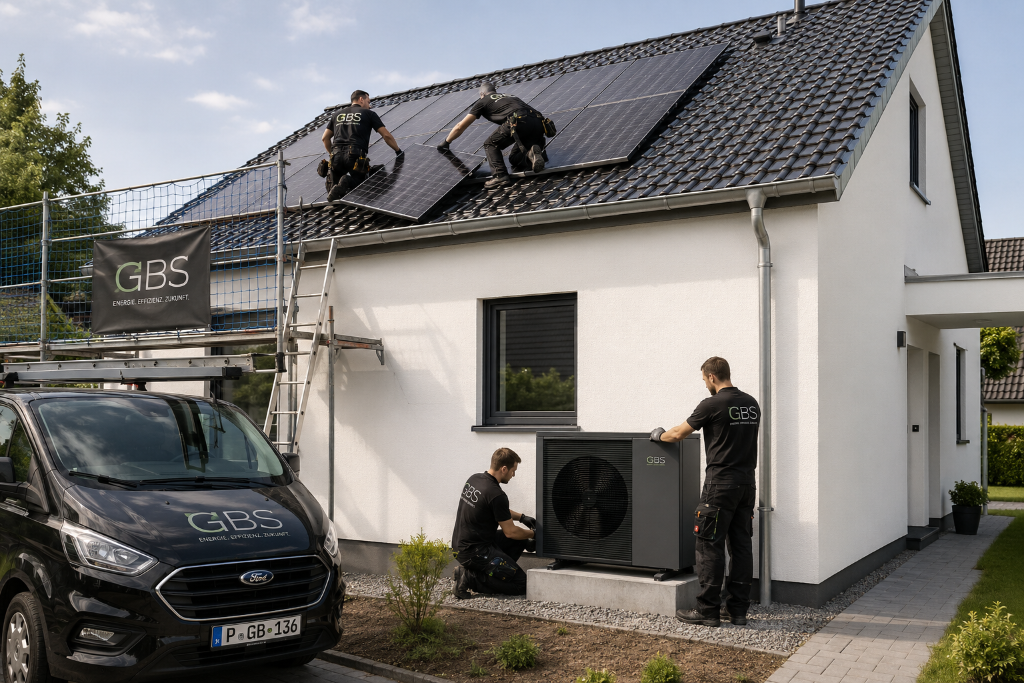 Modernes Haus mit Photovoltaikanlage und Wärmepumpe in Potsdam