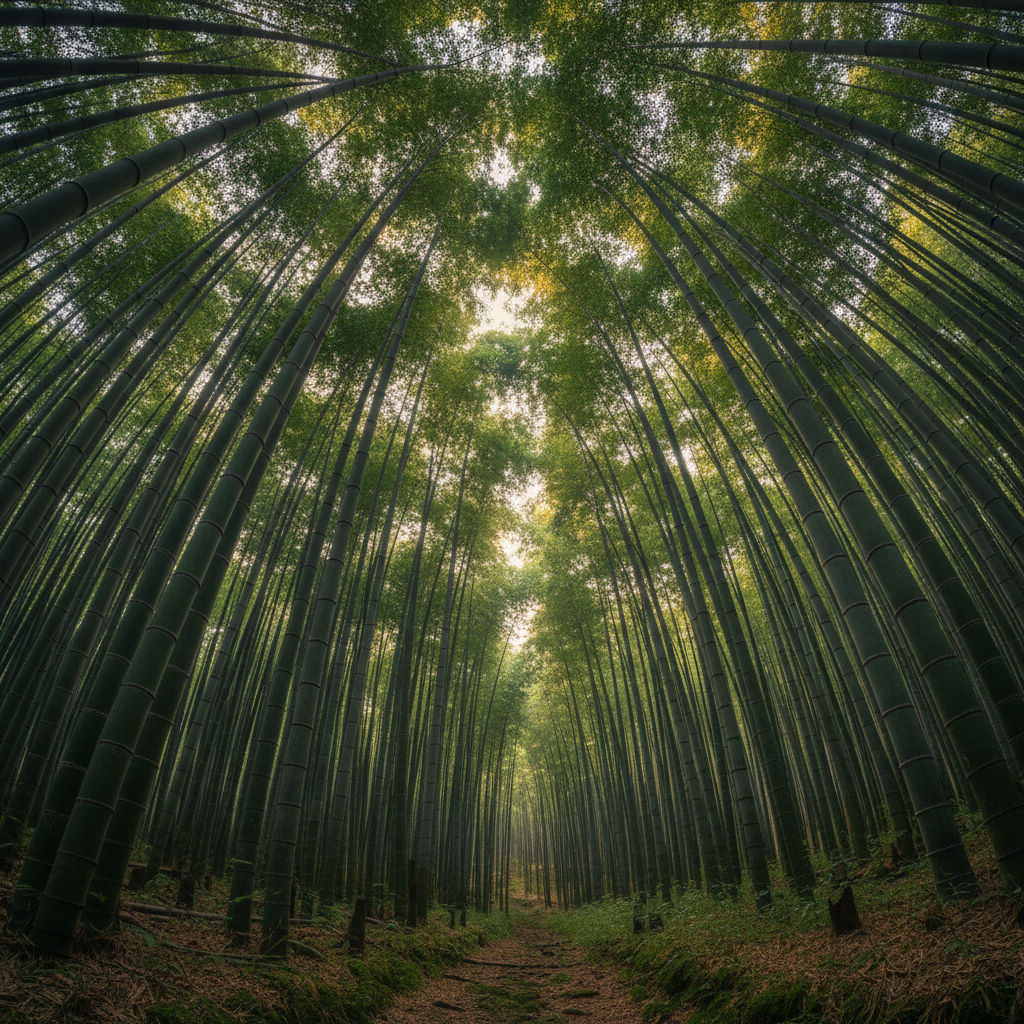 Bamboo forest looking upward
