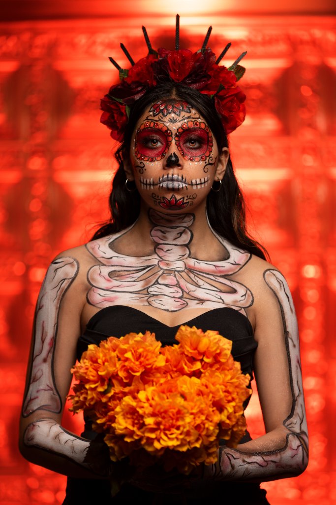 Day of the Dead sugar skull body paint by Ges Beautified