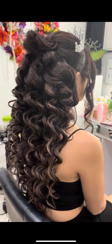 Curly updo hair styling by Ges Beautified