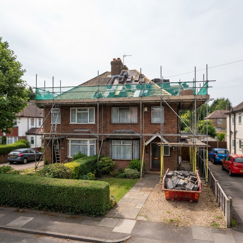 Scaffolding erected on a house in Putney, SW15
