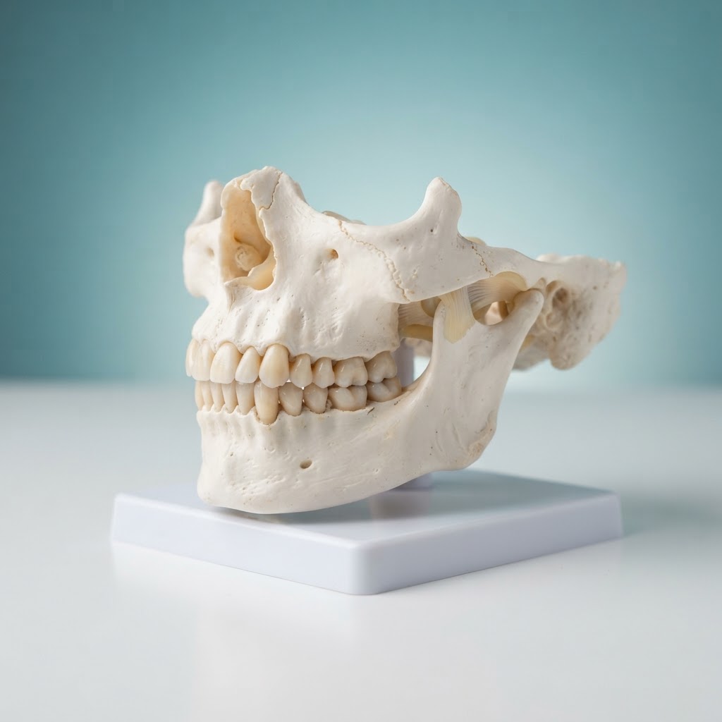 Anatomiczny model stawu skroniowo-żuchwowego z zębami – fizjoterapia stomatologiczna w Makowie Podhalańskim