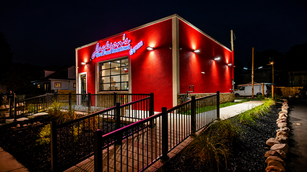 Jackson's Soul Food Redefined EXPRESS exterior at night