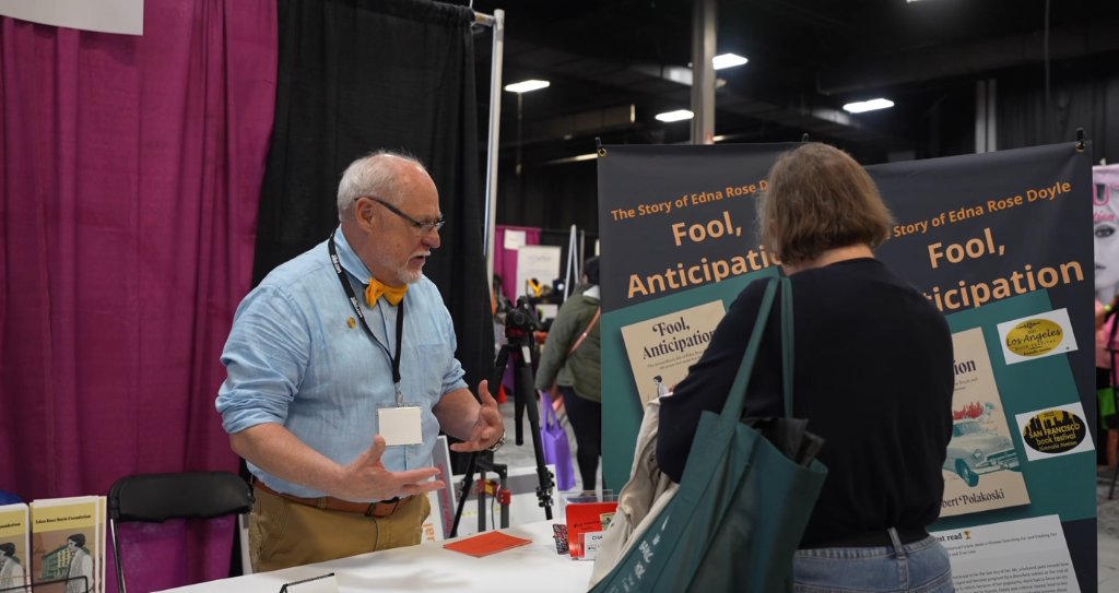 Capt. Robert Polakoski at the Ultimate Women's Expo booth for his novel Fool, Anticipation