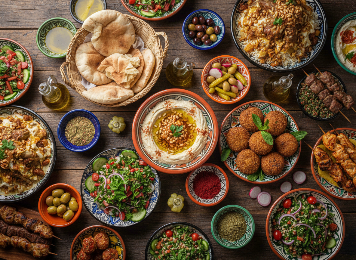Traditional Jordanian mezze feast