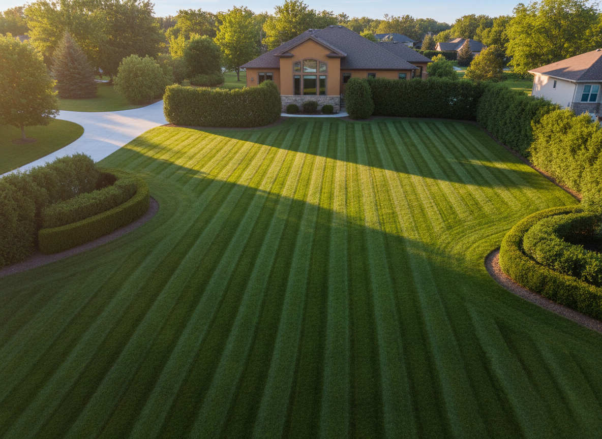 Freshly mowed residential lawn — Maple Grove