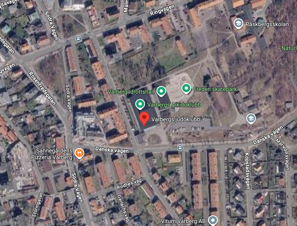 Karta över Varbergs Judoklubbs lokaler