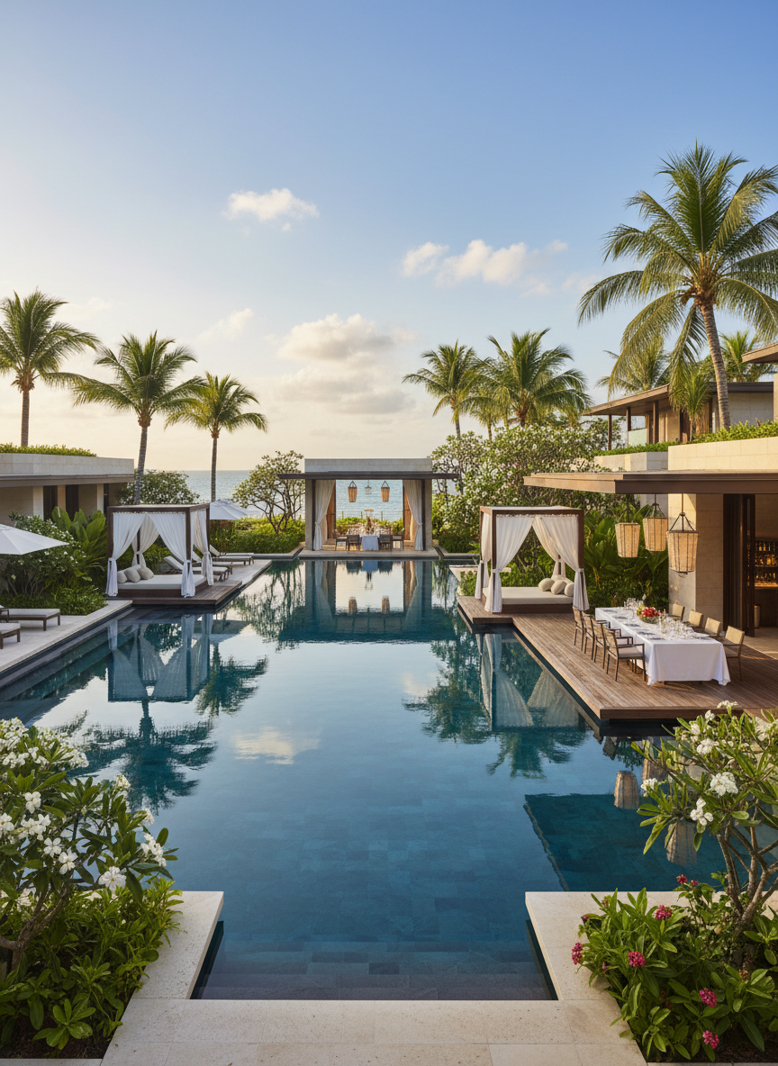 5-star luxury tropical resort with infinity pool