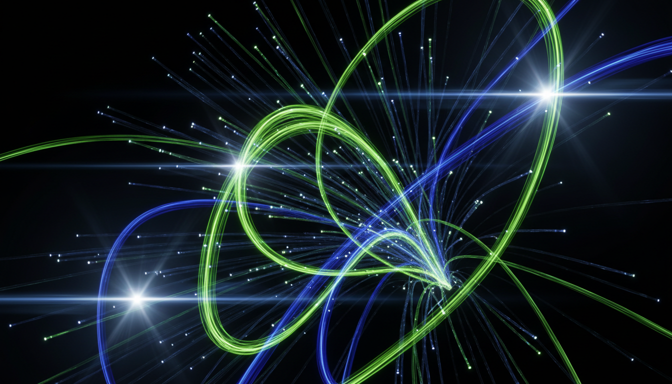 Neon fiber optic data pulse representing active SEO trends