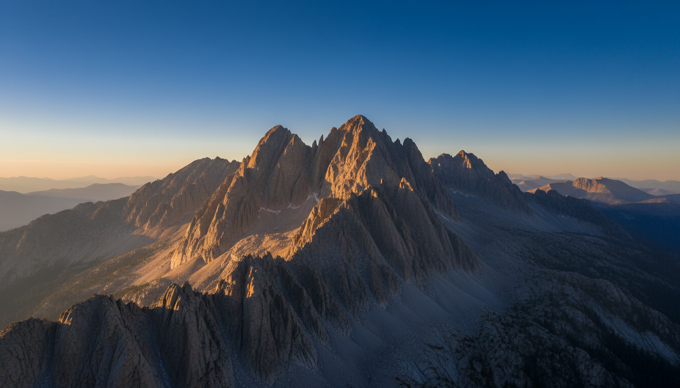 Sierra Nevada mountain peaks at golden hour