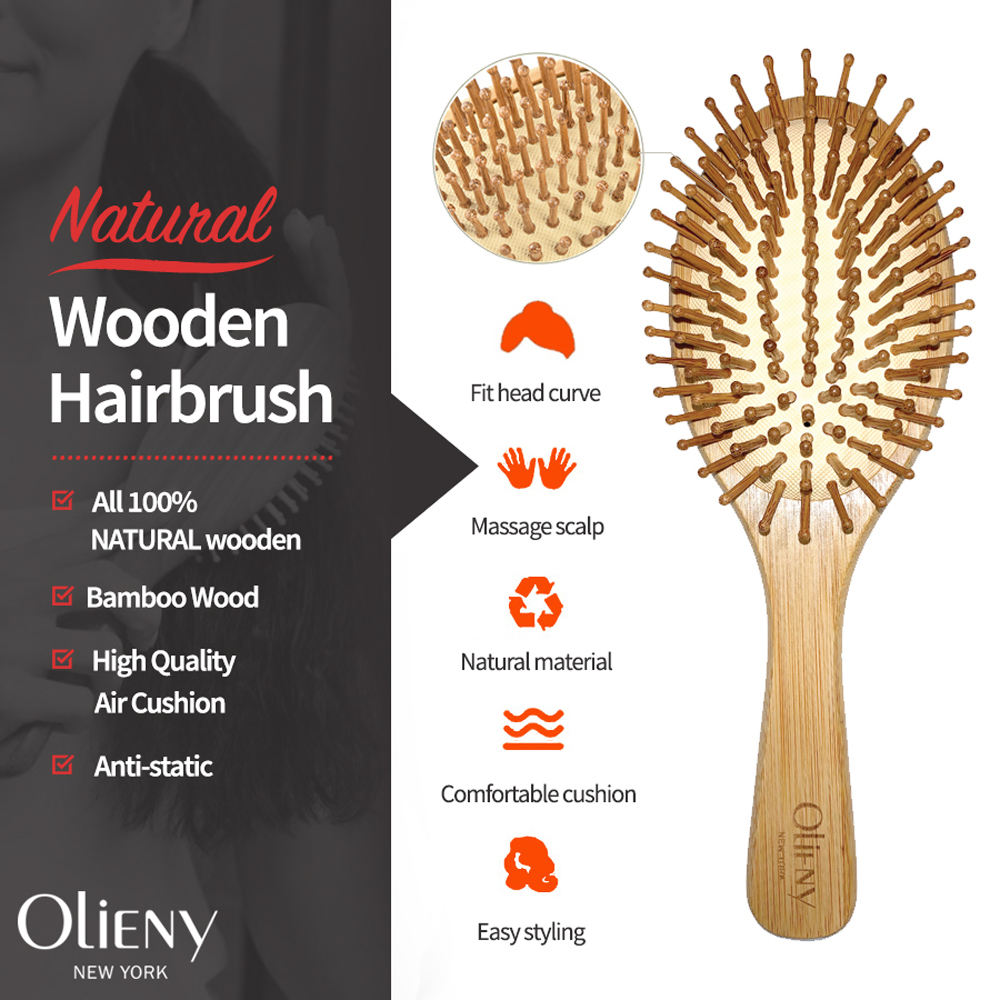 Olieny Natural Wooden Hairbrush features and benefits