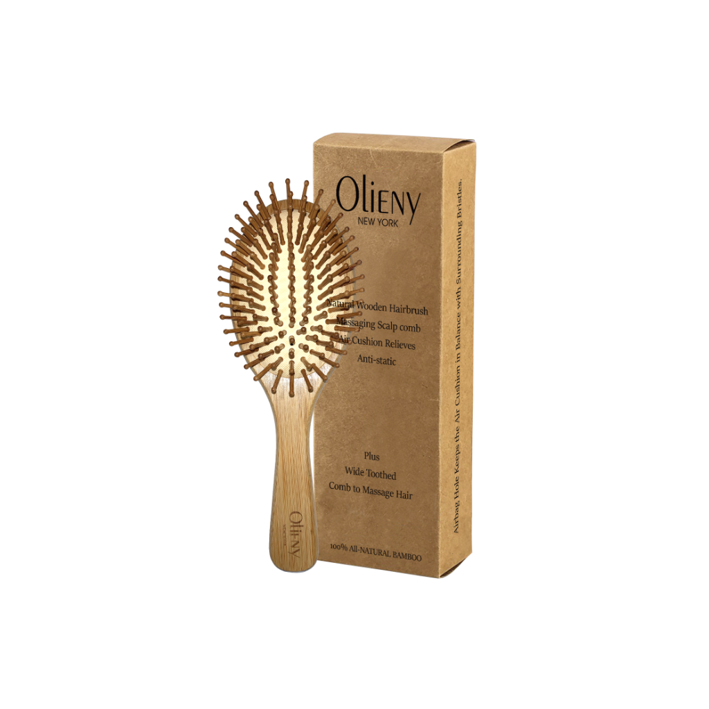 Olieny Natural Wooden Hairbrush with box packaging