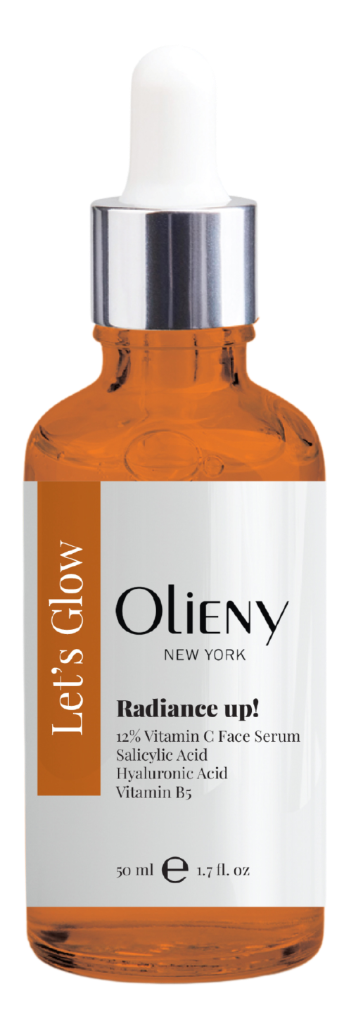 Olieny Radiance Up Vitamin C Face Serum orange bottle for glowing skin